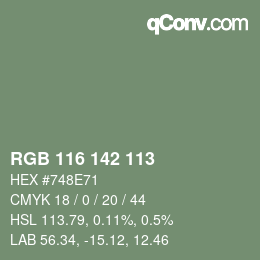颜色代码: RGB 116 142 113 | qconv.com