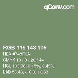 Farbcode: RGB 116 143 106 | qconv.com