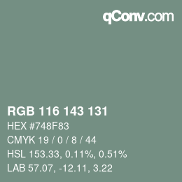 カラーコード: RGB 116 143 131 | qconv.com