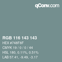 カラーコード: RGB 116 143 143 | qconv.com