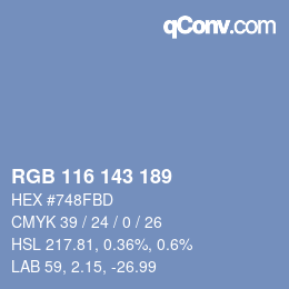 カラーコード: RGB 116 143 189 | qconv.com