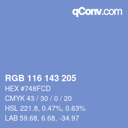 カラーコード: RGB 116 143 205 | qconv.com