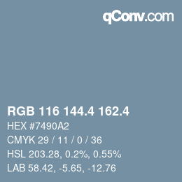 カラーコード: RGB 116 144.4 162.4 | qconv.com
