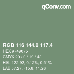 カラーコード: RGB 116 144.8 117.4 | qconv.com