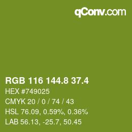 カラーコード: RGB 116 144.8 37.4 | qconv.com