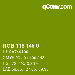 Color code: RGB 116 145 0 | qconv.com