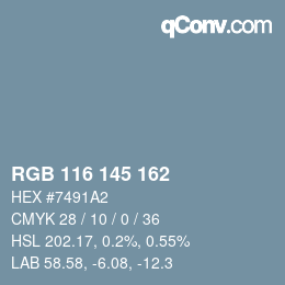 Color code: RGB 116 145 162 | qconv.com
