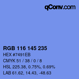 Color code: RGB 116 145 235 | qconv.com