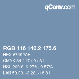 カラーコード: RGB 116 146.2 175.6 | qconv.com