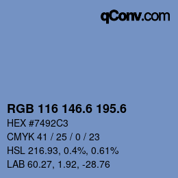 カラーコード: RGB 116 146.6 195.6 | qconv.com