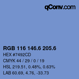 カラーコード: RGB 116 146.6 205.6 | qconv.com