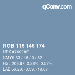 Color code: RGB 116 146 174 | qconv.com