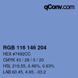 Color code: RGB 116 146 204 | qconv.com