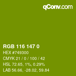 カラーコード: RGB 116 147 0 | qconv.com