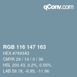 Color code: RGB 116 147 163 | qconv.com