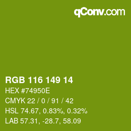 カラーコード: RGB 116 149 14 | qconv.com