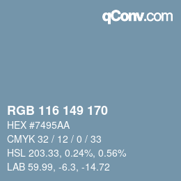 Color code: RGB 116 149 170 | qconv.com
