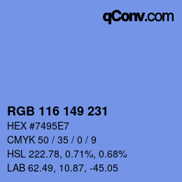 カラーコード: RGB 116 149 231 | qconv.com