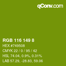 カラーコード: RGB 116 149 8 | qconv.com