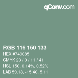 Color code: RGB 116 150 133 | qconv.com