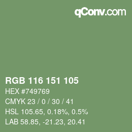 Color code: RGB 116 151 105 | qconv.com