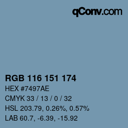 カラーコード: RGB 116 151 174 | qconv.com