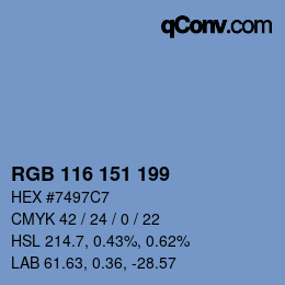 Color code: RGB 116 151 199 | qconv.com