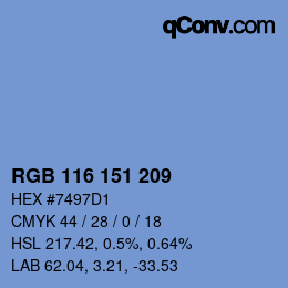 Color code: RGB 116 151 209 | qconv.com