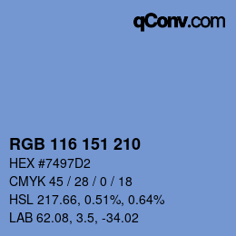Color code: RGB 116 151 210 | qconv.com