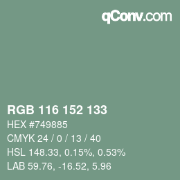 カラーコード: RGB 116 152 133 | qconv.com