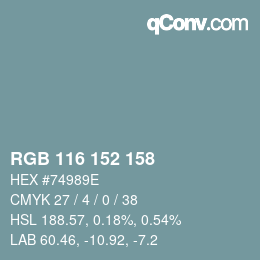 Color code: RGB 116 152 158 | qconv.com