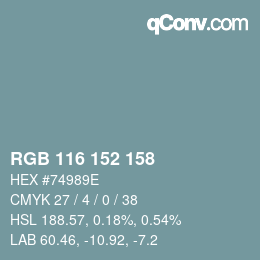 Color code: RGB 116 152 158 | qconv.com