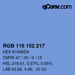 Color code: RGB 116 152 217 | qconv.com