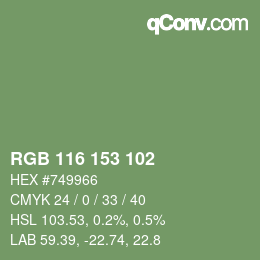 Color code: RGB 116 153 102 | qconv.com