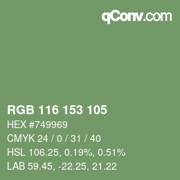 Color code: RGB 116 153 105 | qconv.com