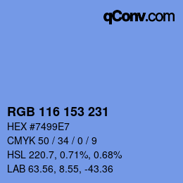 Color code: RGB 116 153 231 | qconv.com