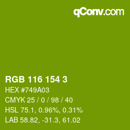 Color code: RGB 116 154 3 | qconv.com