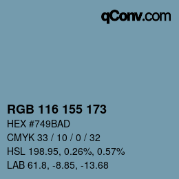 カラーコード: RGB 116 155 173 | qconv.com