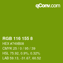 Color code: RGB 116 155 8 | qconv.com