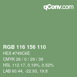 Farbcode: RGB 116 156 110 | qconv.com