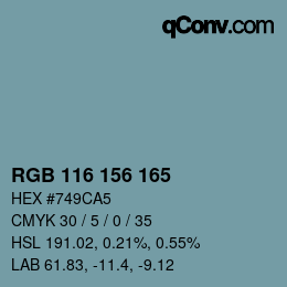 颜色代码: RGB 116 156 165 | qconv.com