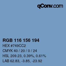 カラーコード: RGB 116 156 194 | qconv.com