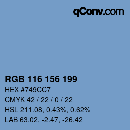 Color code: RGB 116 156 199 | qconv.com