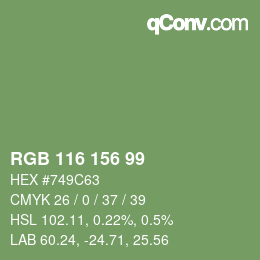 颜色代码: RGB 116 156 99 | qconv.com