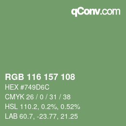 颜色代码: RGB 116 157 108 | qconv.com