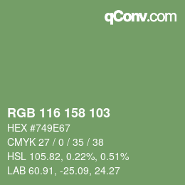 颜色代码: RGB 116 158 103 | qconv.com