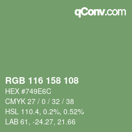颜色代码: RGB 116 158 108 | qconv.com
