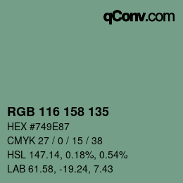 Color code: RGB 116 158 135 | qconv.com