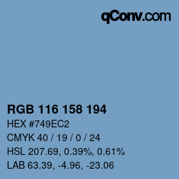 Color code: RGB 116 158 194 | qconv.com
