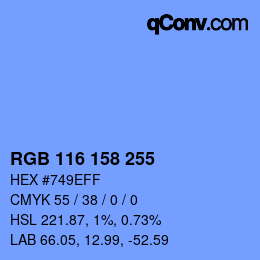Código de color: RGB 116 158 255 | qconv.com